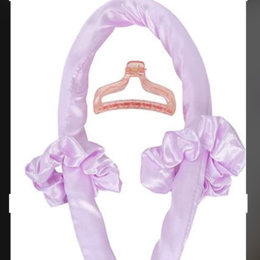 Heatless Curling Rod 4 Piece Overnight Curls Curling Wrap Kit in Pink and Purple - Picture 3 of 7